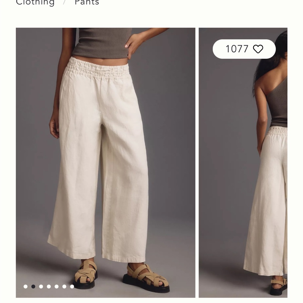 Anthropologie Linen Somerset Pull-on Pants